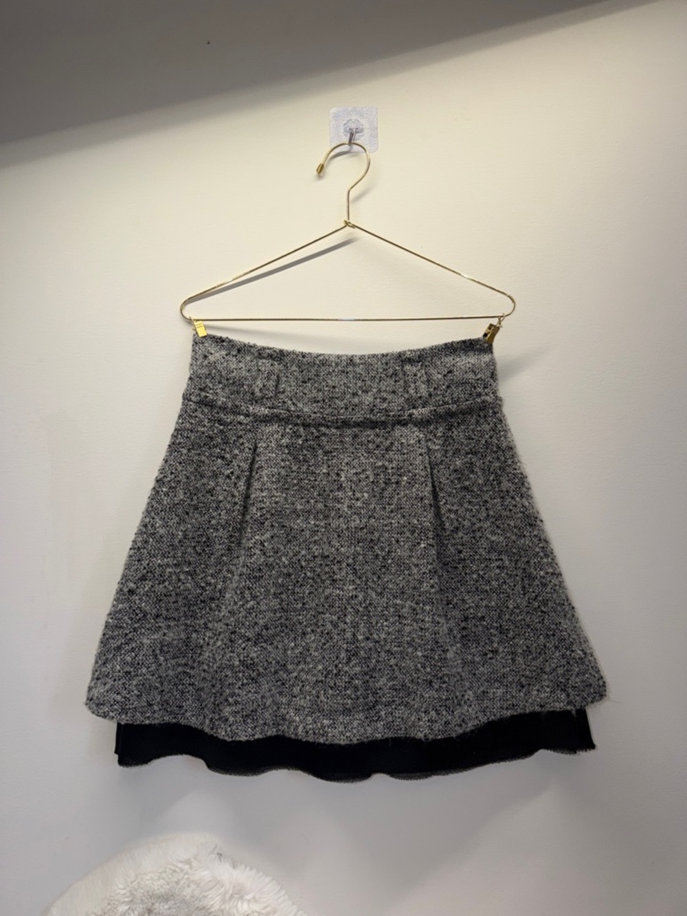 26” Waist Dynamite Grey&Black Tweed A-Line Pleated Layered Summer Skirt 18”L 🌎
